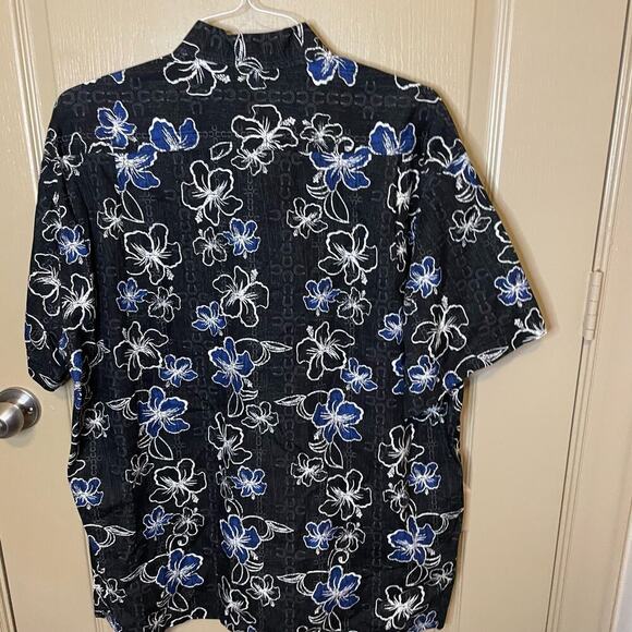 Vintage Roper Blue Floral Hawaiian Button Down - Picture 3 of 8